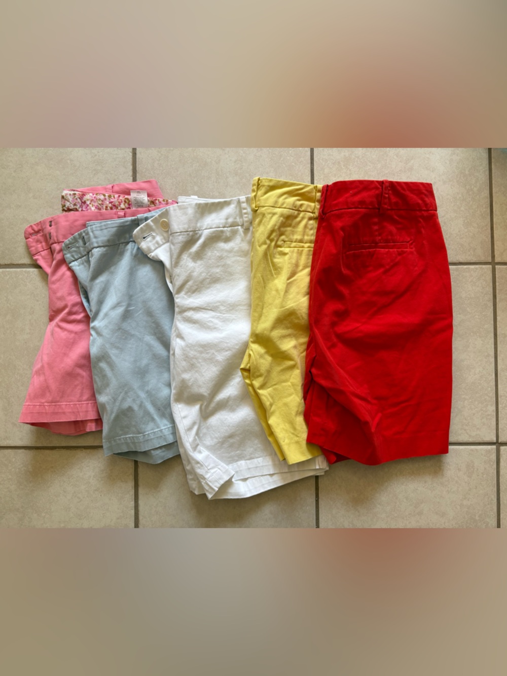 Talbots Women's Cotton Shorts - Pink, Light Blue, White, Yellow, Red